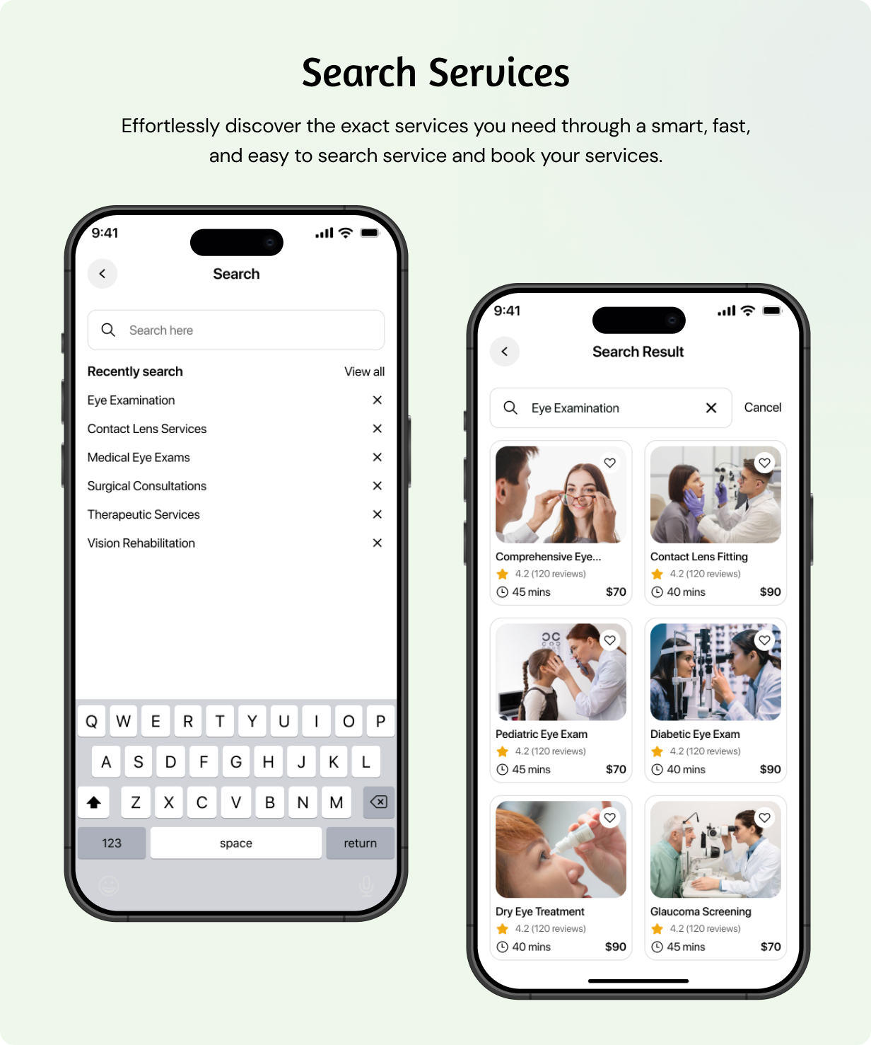Eye Care Specialist Services Booking Full app in Flutter (Android, iOS) with Node.js Backend App