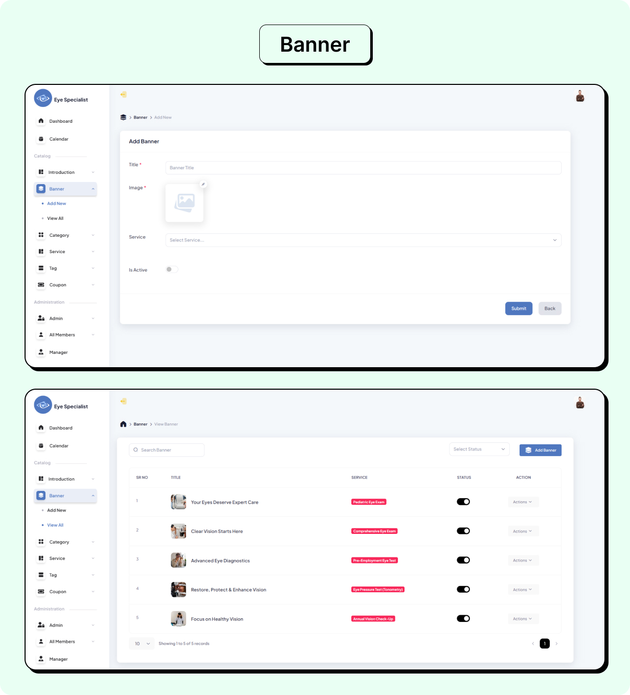 Eye Care Specialist Services Booking Full app in Flutter (Android, iOS) with Node.js Backend App