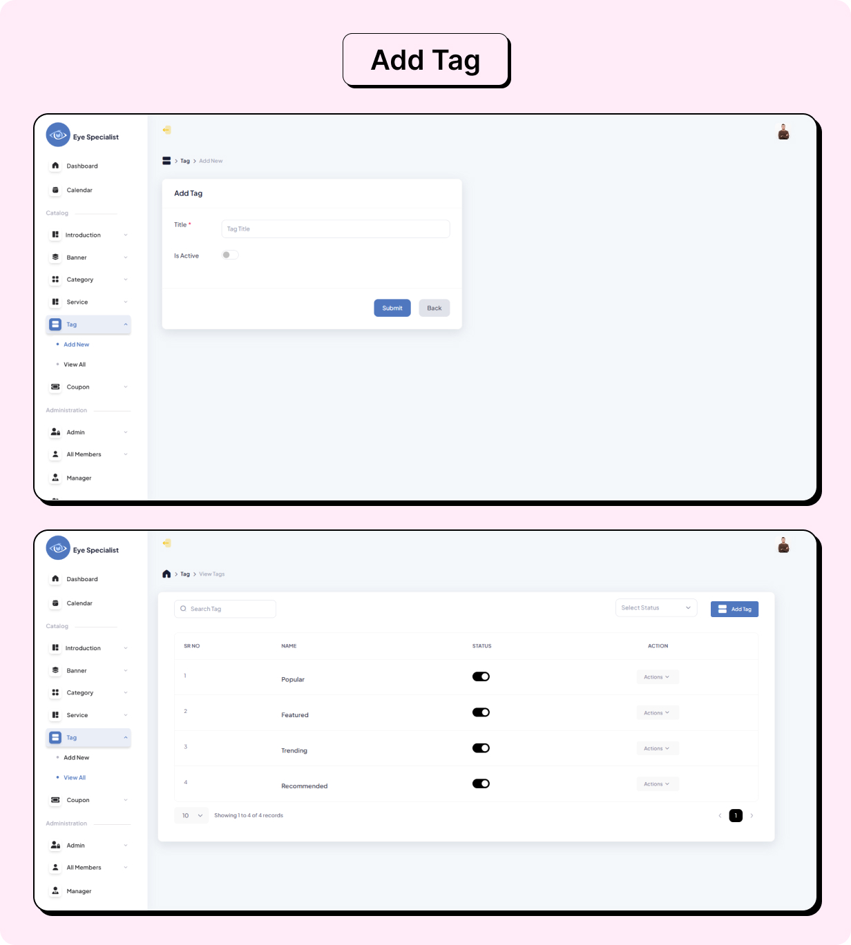 Eye Care Specialist Services Booking Full app in Flutter (Android, iOS) with Node.js Backend App