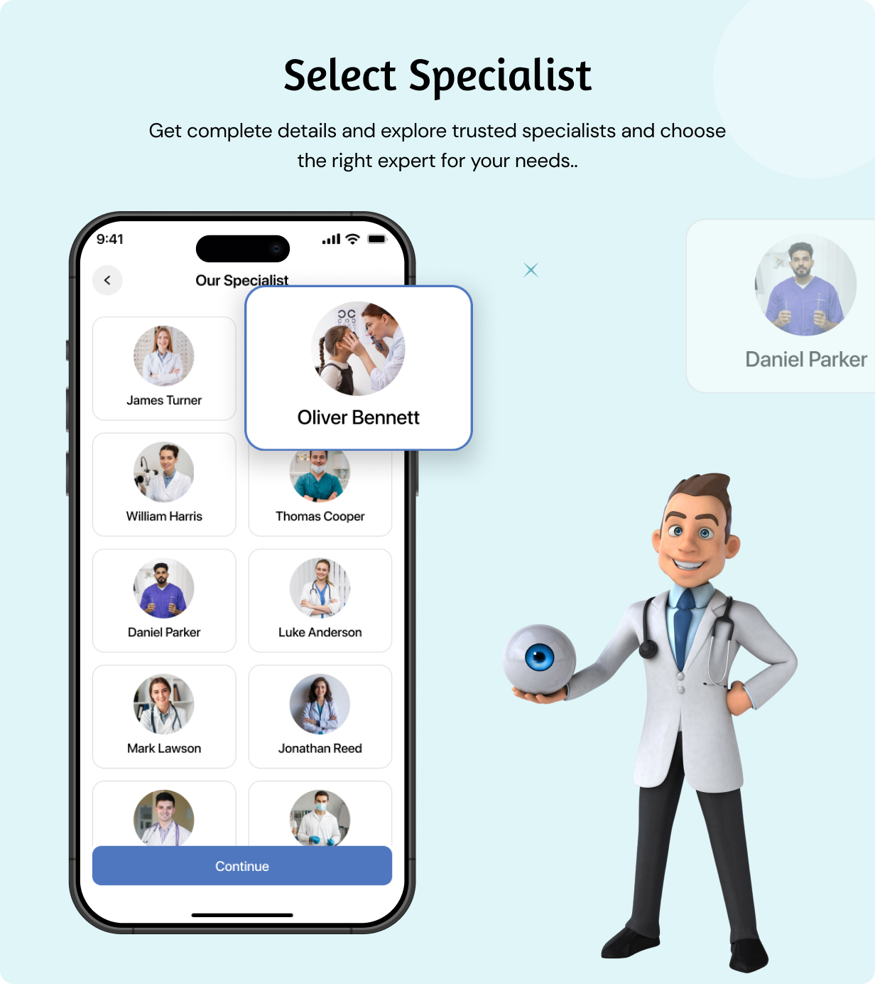 Eye Care Specialist Services Booking Full app in Flutter (Android, iOS) with Node.js Backend App