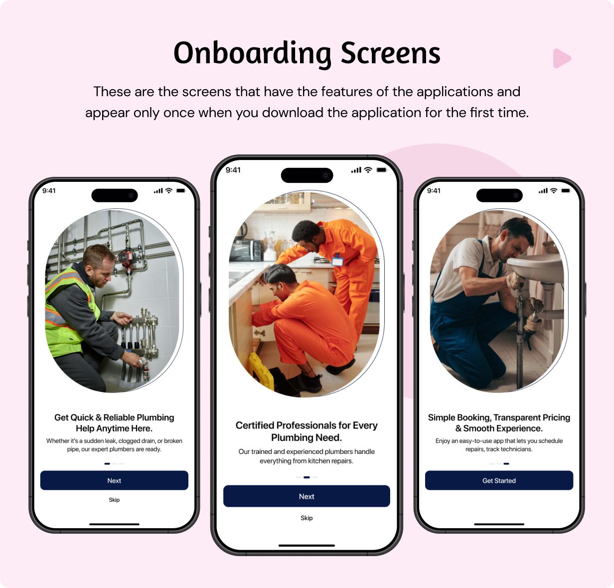 Plumber Services Booking Full app in Flutter (Android, iOS) with Node.js Backend App