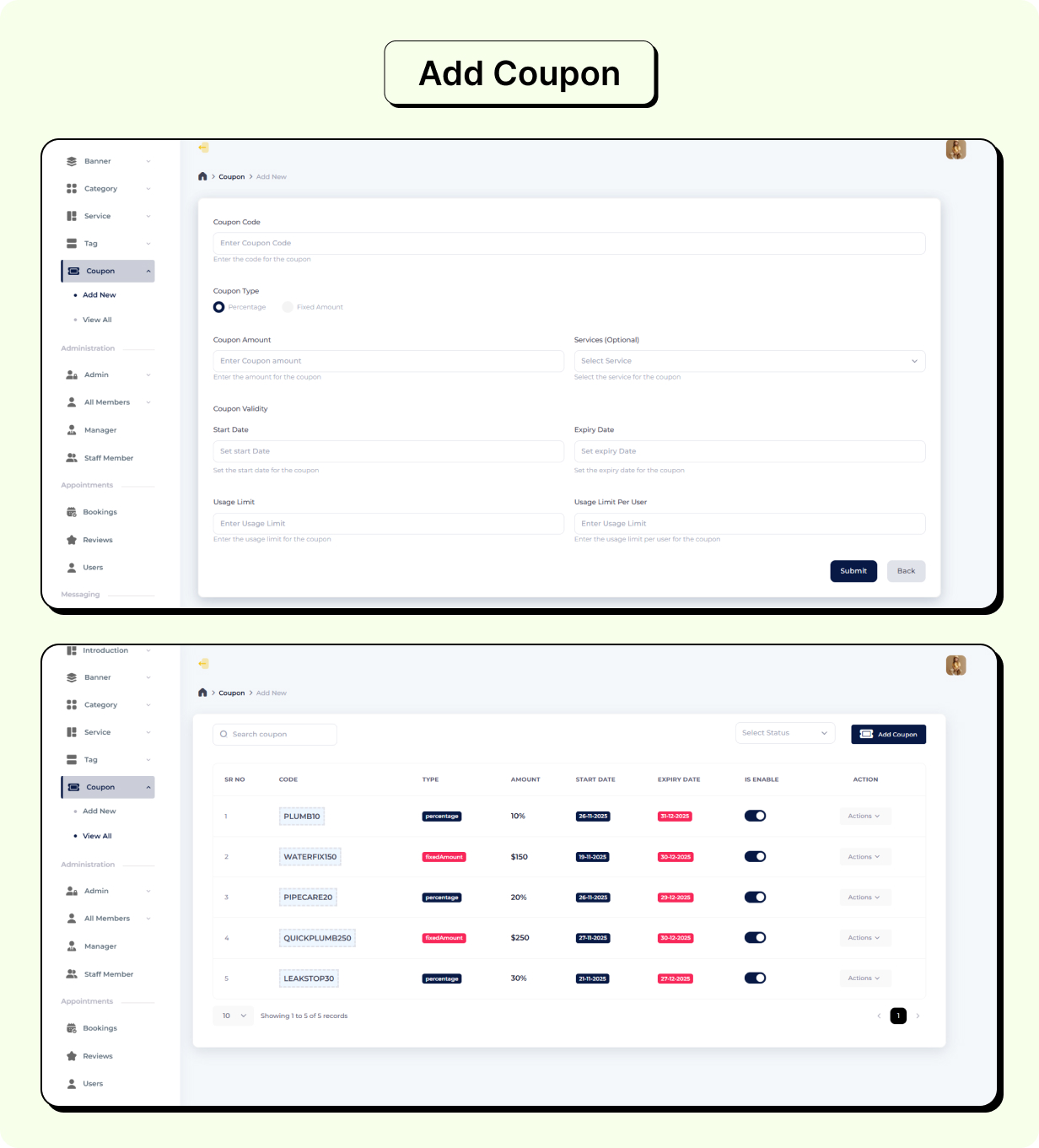 Plumber Services Booking Full app in Flutter (Android, iOS) with Node.js Backend App