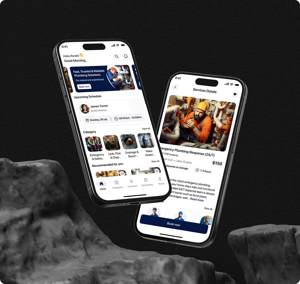 Plumber Services Booking Full app in Flutter (Android, iOS) with Node.js Backend App