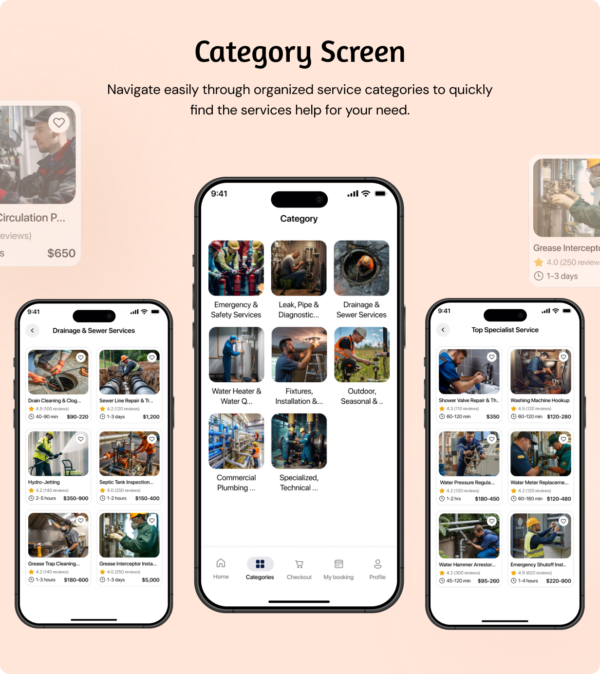 Plumber Services Booking Full app in Flutter (Android, iOS) with Node.js Backend App