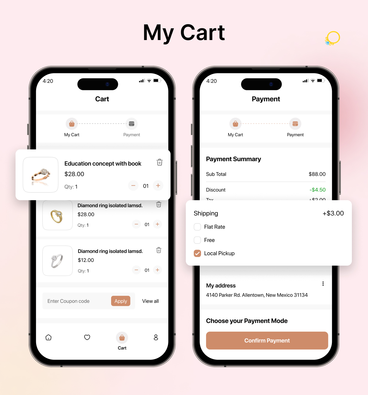 JewelLuxe E-commerce UI Template: Jewellery Shopping App in Flutter(Android, iOS) | OrnamentHub App - 11