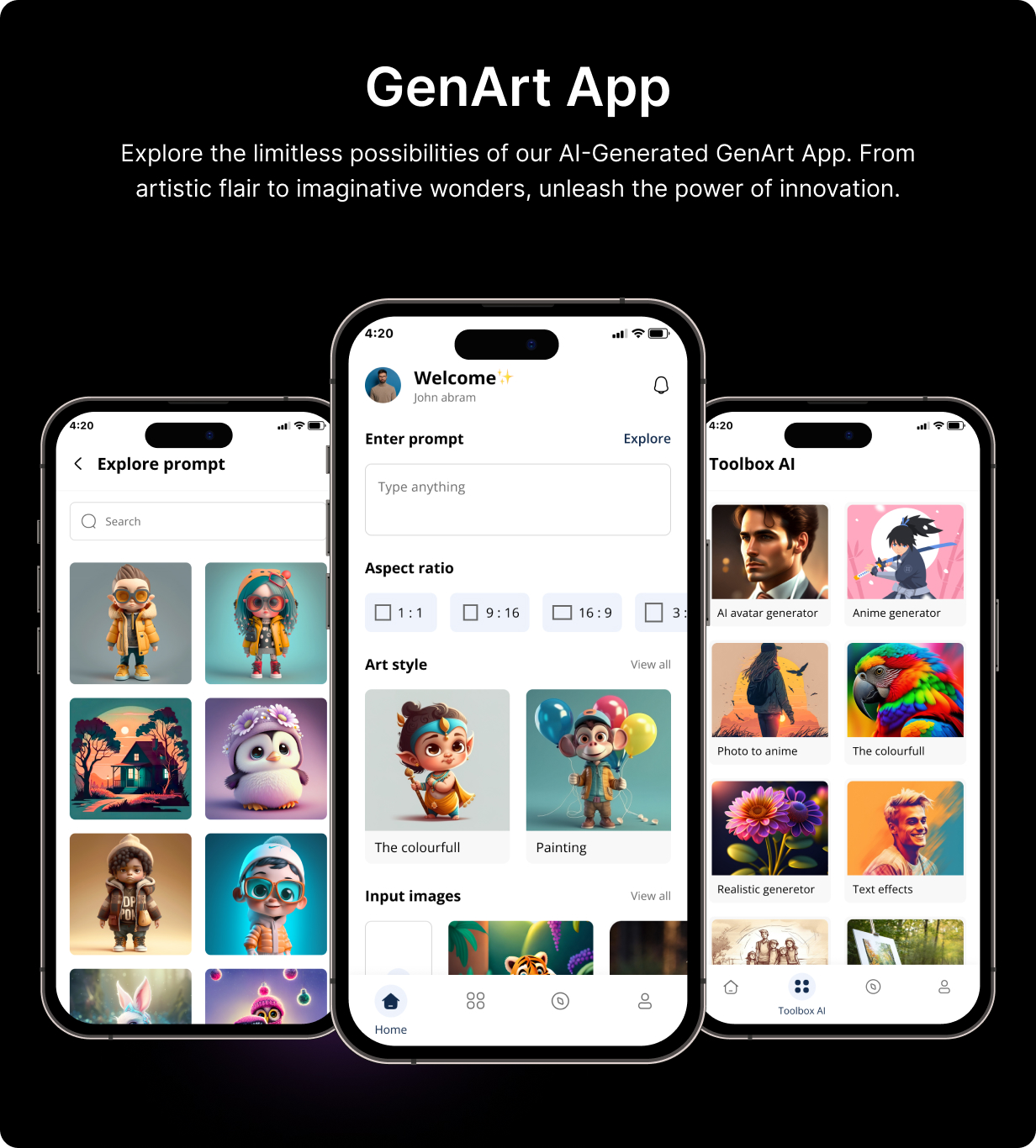 Genart UI template - AI Art Generator and Image editor app in Flutter (Android, iOS) | ImaginAI App - 4