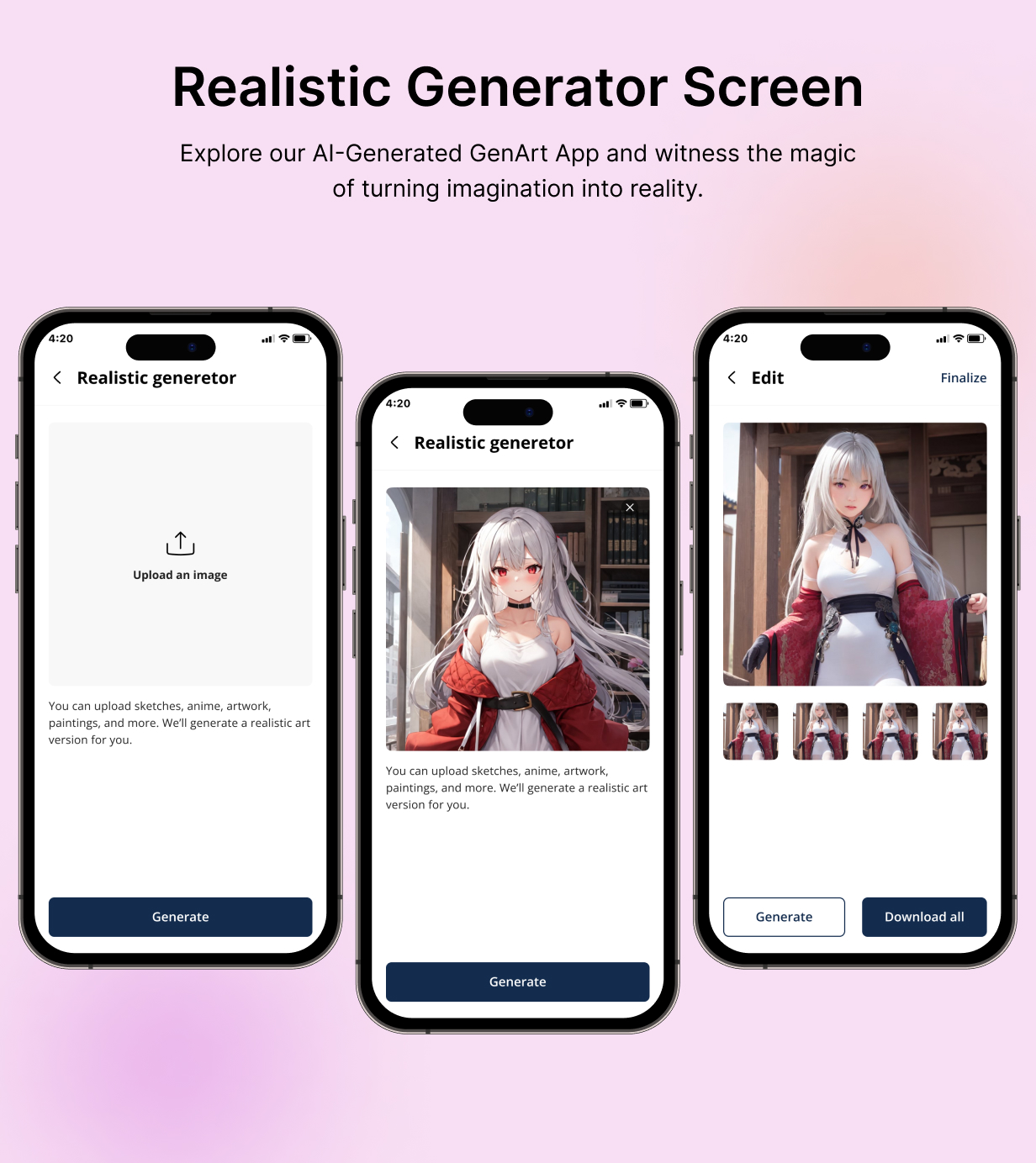 Genart UI template - AI Art Generator and Image editor app in Flutter (Android, iOS) | ImaginAI App - 11