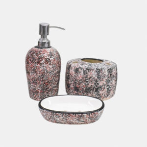 Ceramic Bathroom Set of 3 with Soap Dispenser