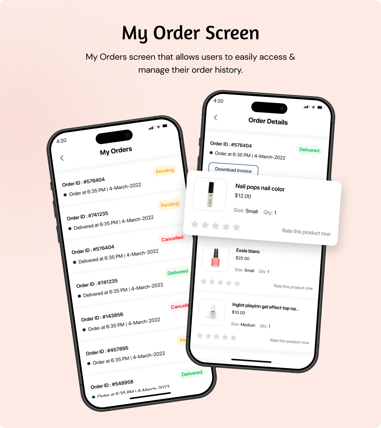 Nail Polish Store App - E-commerce Store app in Flutter 3.x (Android, iOS) with WooCommerce Full App