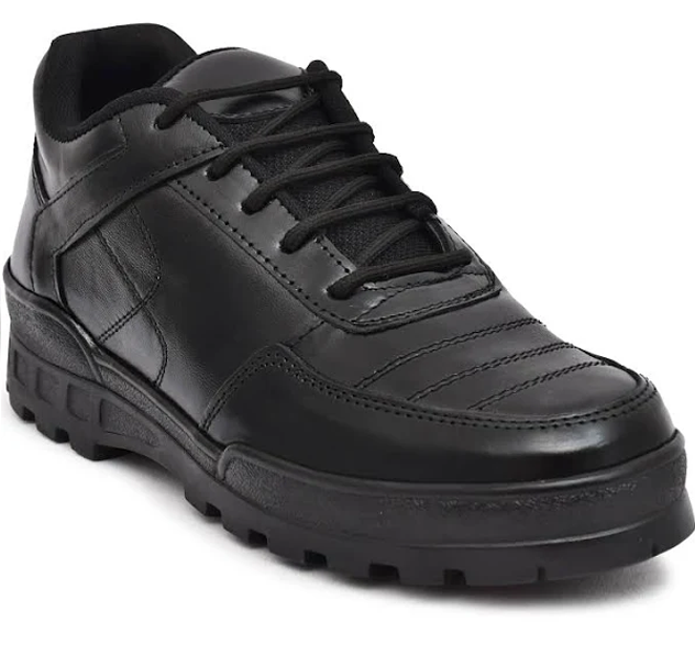 TOR Men's Black Industrial Genuine Leather Safety Shoes - Steel Toe, Lightweight
